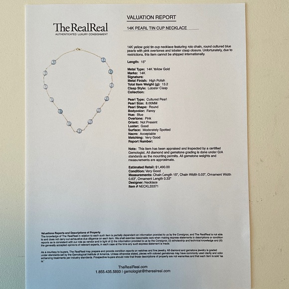 VINTAGE 14K Gold Blue Pearl Tin Cup Necklace - Picture 13 of 16